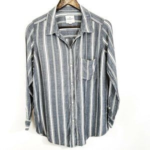American Eagle Women's Oversized Button Top Size S Vertical Striped